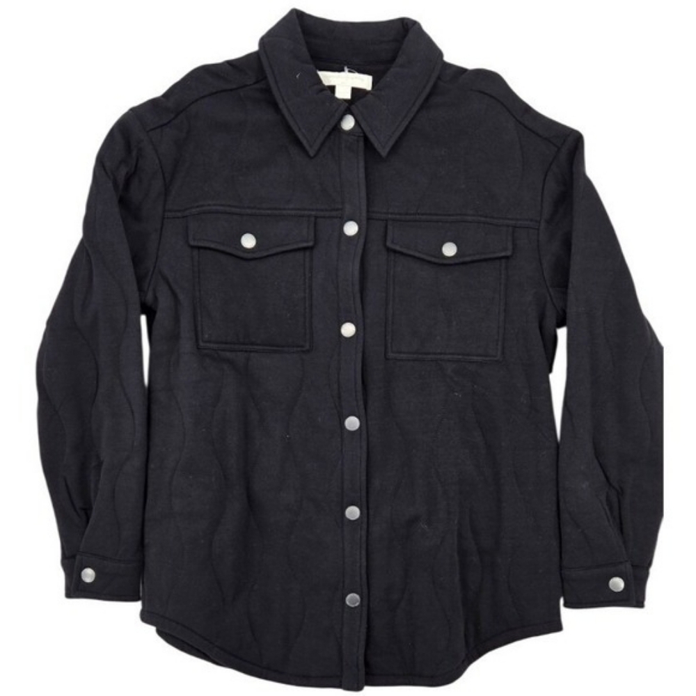 $158 Spiritual Gangster Wave Quilted Shacket Black - Picture 3 of 12